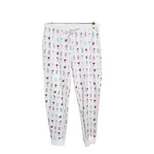 LC Lauren Conrad Cocktail Jogger Pajama Pants White Medium M Intimates Fleece